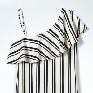 Banana Republic One Shoulder Striped Ruffle Top